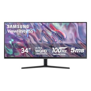 SAMSUNG 34″ ViewFinity S50GC Series Ultra-WQHD Monitor, 100Hz, 5ms, HDR10, AMD FreeSync, Eye Care, Borderless Design, PIP, PBP, LS34C502GANXZA, 2023, Black