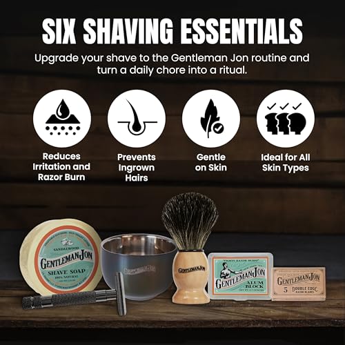 Safety Razor Shaving Kit | Vintage Wet Shave Grooming Set for Men - Includes: Safety Razor, Hair Shaving Brush, Alum Block, Shave Soap, Bowl & Double Edge Razor Blades - Image 3