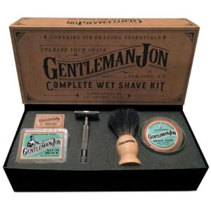 Safety Razor Shaving Kit | Vintage Wet Shave Grooming Set for Men – Includes: Safety Razor, Hair Shaving Brush, Alum Block, Shave Soap, Bowl & Double Edge Razor Blades