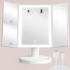 S’bagno LED Makeup Mirror with 1X/2X/5X Magnification, Dimmable Light, Rotation for Beauty, Makeup, Skincare & Grooming
