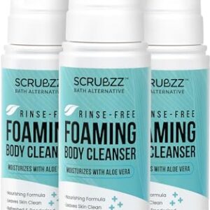 Scrubzz No Rinse Body Wash for Elderly, Rinse Free Cleansing Foam, Waterless Foaming Cleanser for Men and Women, Great for Camping, Gym and Post Workout, Hospital Stays and Post Surgery – 3 Pack