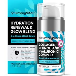 SimplyVital Moisturizer for Neck & Décolleté – With Collagen, Retinol, Peptides & Hyaluronic Acid – Anti-Aging Hydration – Made in USA – 1 fl.oz