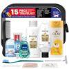 Trektote Travel Toiletry Kit For Women and Men – 15 Piece Set of Travel Size Toiletries, TSA Compliant, Includes Pantene Shampoo And Conditioner, Olay Body Wash, Reusable Toiletry Bag & More