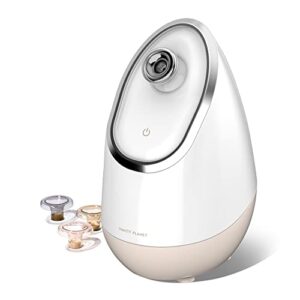 Vanity Planet Aira Ionic Facial Steamer (Beige) – Pore Cleaner That Detoxifies, Cleanses and Moisturizes – Adjustable Nozzle, Water Tank with 3 Essential Oil Baskets