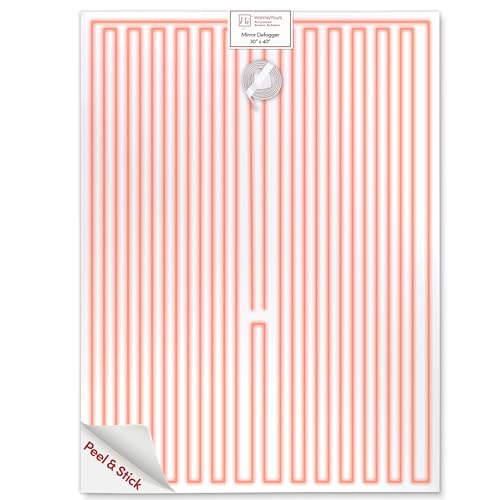 WarmlyYours Heated Mirror Defogger Rectangular 30×40 in. Self-Adhesive Anti Fog and Steam Electric Pad for Existing Bathroom Wall Mirrors