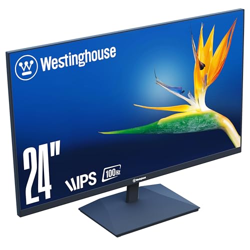 Westinghouse 24 Inch Computer Monitor, 100Hz, 1080p Full HD IPS Display, Adaptive Sync, Blue Light Protection, Home Office PC Screen with Built in Speakers, HDMI, VGA, for Work & Productivity