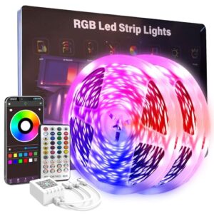100 FT Led Lights for Bedroom, Music Synchronized RGB Bluetooth LED Lights, Smart Application and Remote Control Color Change LED Light Strips, Used for Home Room Lighting Decoration