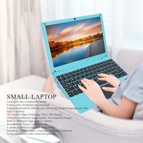 10.1 Inch Laptop, Quad Core Processor, Ultra Slim Design Wire less Fidelity USB Port Laptop, Type C Charging, for Working, Watching Videos Gaming (Blue #16) - Image 3