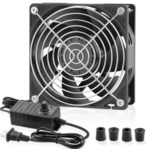 120mm Computer Fan with Variable Speed Controller AC Low Watt 110V 120V 220V 240V for Gaming, PC Case, Greenhouse, Mining Rig, Green Tent Cooling Ventilation Exhaust Projects