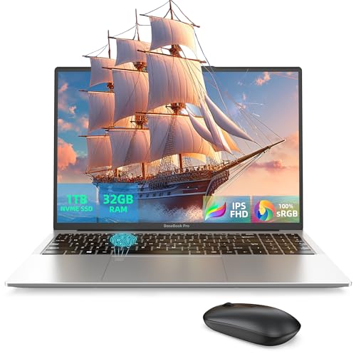 16″ Casual Gaming Laptop, BaseBook Pro Computer Laptops for Student with Core i5-1035G4, Iris Plus Graphics, 32GB RAM & 1TB SSD, 1920×1200 IPS FHD Display, 100% sRGB, 16:10, LAN, Fingerprint