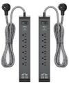 2 Pack Surge Protector Power Strip with 6 Outlets 4 USB Ports 5-Foot Long Heavy-Duty Braided Extension Cords Flat Plug 900 Joules 15A Circuit Breaker Wall Mount for Home Office ETL Listed