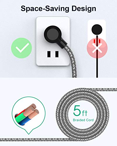 2 Pack Surge Protector Power Strip with 6 Outlets 4 USB Ports 5-Foot Long Heavy-Duty Braided Extension Cords Flat Plug 900 Joules 15A Circuit Breaker Wall Mount for Home Office ETL Listed - Image 6