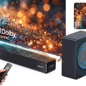 2.1 ch Soundbar with subwoofer, Dolby Digital 100W Sound Bars TV Speaker Home Theater Audio Surround Sound System, HDMI eARC/Bluetooth/DSP/Remote Control External Speakers for Smart TVs