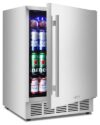24″ Outdoor Beverage Cooler Fridge – Undercounter Refrigerator, Stainless Steel Seamless Door – Holds 180 Cans, Powerful Cooling Compressor – Patio Kitchen, Commercial Use