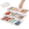 3 Tier Drawer Organizer – Expandable Junk Drawer Organizer Smart Office Supply Organizer, Folding Drawer Storage Multi-level Desk Organizer for Makeup,Jewelry,Kitchen Storage (1 Row 3 Tier, White)