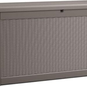 320 Gallon Lockable Resin Deck Box, Waterproof & UV-Resistant Outdoor Storage Box for Outdoor Cushion Storage, Garden Tools & Pool Accessories Storage, Gray