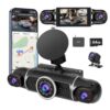 360° Dash Cam Front and Rear View 4 Channel Dash Camera FHD 2K+1080Px3 for Car, Inside/Back 170°+2×150°+170° Wide Angle, 8 IR Lamps Night Vision,WiFi,GPS, APP,G-Sensor with 64GB Card,24/7 Parking Mode