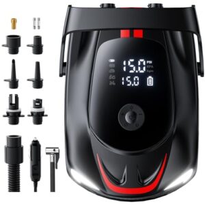 50PSI Paddle Board Pump Electric Portable, SUP Air Pump for Paddleboard with Auto-Off, Deflate Function, and 12V DC Car Connector for Stand Up Paddle Boards, Boats, Tents, Mattresses