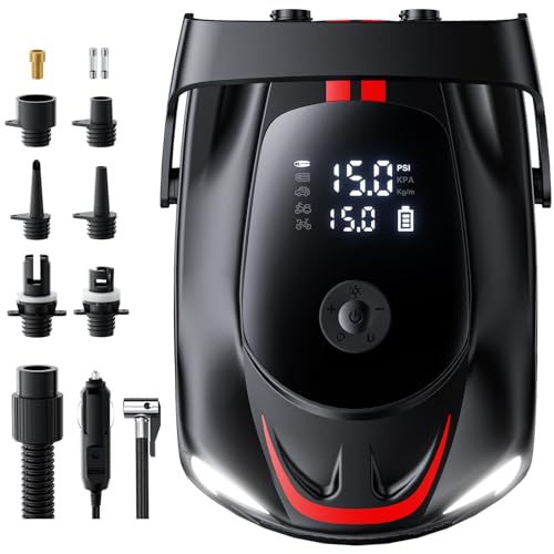 50PSI Paddle Board Pump Electric Portable, SUP Air Pump for Paddleboard with Auto-Off, Deflate Function, and 12V DC Car Connector for Stand Up Paddle Boards, Boats, Tents, Mattresses