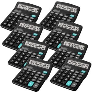 8 Pack Office Calculators Desktop, 12-Digit Solar Basic Desktop Calculator Dual Power Electronic Calculators with Large LCD Display Big Button for Office Home and School