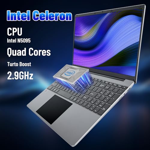 AMIAMO Laptop Computer, 12GB RAM 512GB SSD, Gaming Laptop, Intel Celeron Quad-Core Processors, 15.6" FHD IPS 1920x1080 Screen, WiFi, Bluetooth, Type-C, TF Card, Mini-HDMI, 2MP Webcam. - Image 3