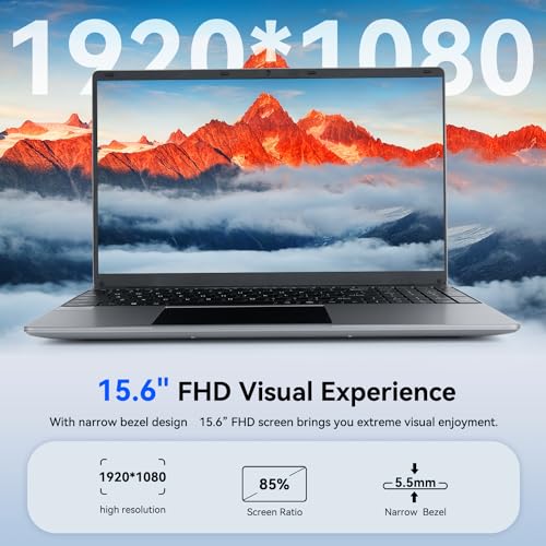 AMIAMO Laptop Computer, 12GB RAM 512GB SSD, Gaming Laptop, Intel Celeron Quad-Core Processors, 15.6" FHD IPS 1920x1080 Screen, WiFi, Bluetooth, Type-C, TF Card, Mini-HDMI, 2MP Webcam. - Image 4