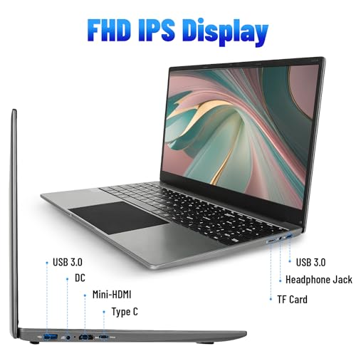 AMIAMO Laptop Computer, 12GB RAM 512GB SSD, Gaming Laptop, Intel Celeron Quad-Core Processors, 15.6" FHD IPS 1920x1080 Screen, WiFi, Bluetooth, Type-C, TF Card, Mini-HDMI, 2MP Webcam. - Image 5
