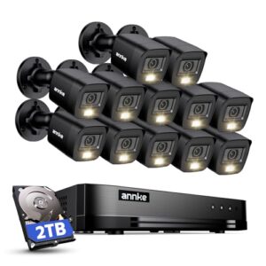 ANNKE 16 Channel Security Camera System HD-TVI 1080P Lite Video DVR and (12) 2.0MP Outdoor IP67 Cameras with Smart Dual Light, AI Human/Vehicle Detection, Color Night Vision, 2 TB Hard Drive
