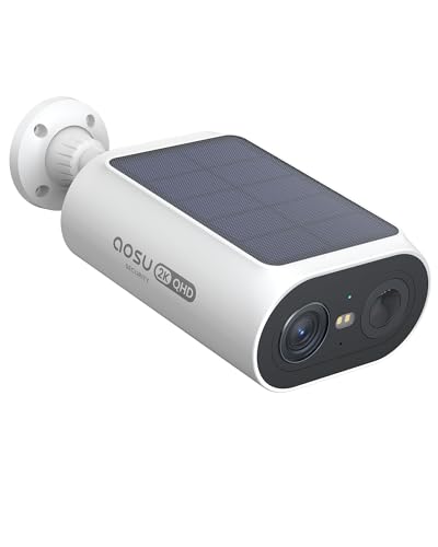 AOSU Solar Security Cameras Wireless Outdoor, 2Mins DIY Installation 2K Color Night Vision Cameras for Home Security, Compatible Homebase Only