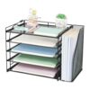 AUPSEN Desk Organizers and Accessories, 5-Tier Desktop Paper File Organizer with Removable File Holder, Desk Accessories & Workspace Organization for Home Office Supplies (Black)