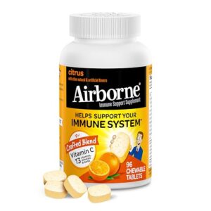 Airborne Vitamin C 1000mg (per Serving) – Citrus Chewable Tablets (96 Count in a Box) – Packaging May Vary