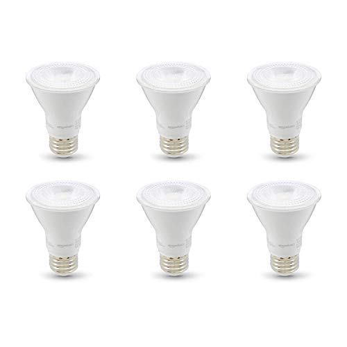 Amazon Basics PAR20 LED Light Bulb, 50 Watt Equivalent, Energy Efficient 7W, E26 Standard Base, Warm White 3000K, Dimmable, 10,000 Hour Lifetime , 6-Pack