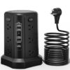 Angled Flat Plug 12 AC Outlets Power Strip Tower with USB C Port(PD18W), Surge Protector Power Tower with 5 USB Ports, 10FT Extension Cord Desktop Power Strip for Home Office DormRoom