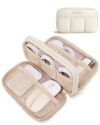 BAGSMART Electronics Organizer Travel Case, Cord Storage for Chargers Cables Phones, Compact Tech Accessories Pouch, Beige