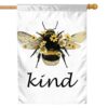 Bee Kind House Flag 28×40 Inch Animal Insect Bug Bee With Wings Yellow Flower Large Yard Garden Flag Double-side Banners for Patio Lawn Outdoor Decor
