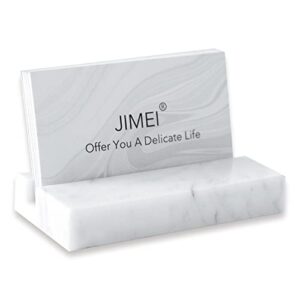 Business Card Holder for Desk – Business Card Display Holder – Made of White Carrara Marble – Desk Organizer Stand for 25 Business Cards – Cute Office Desktop Accessory for Men and Women