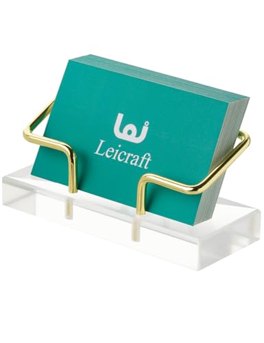 Business Card Holder for Desk, Modern Card Organizers and Office Desk Accessories for Men and Women (Golden)