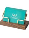 Business Card Holder for Desk, Modern Card Organizers and Office Desk Accessories for Men and Women (Walnut Golden)