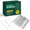 CEWOR 100 Pack Landscape Staples 4 Inches, Galvanized Garden Stakes Landscape Staples Fabric Pins Lawn Stakes for Barrier Fabric, U-Type Heavy Duty