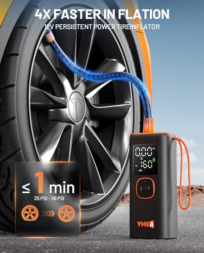 Car Tire Inflator Portable Air Compressor - 4X Faster 160 PSI, DC 12V Air Pump for Car Tires, Tire Pump for Car Portable with Large Dual Digital Screen, Portable Tire Inflator for Car,Motor,Ball - Image 4