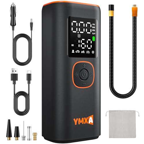 Car Tire Inflator Portable Air Compressor – 4X Faster 160 PSI, DC 12V Air Pump for Car Tires, Tire Pump for Car Portable with Large Dual Digital Screen, Portable Tire Inflator for Car,Motor,Ball