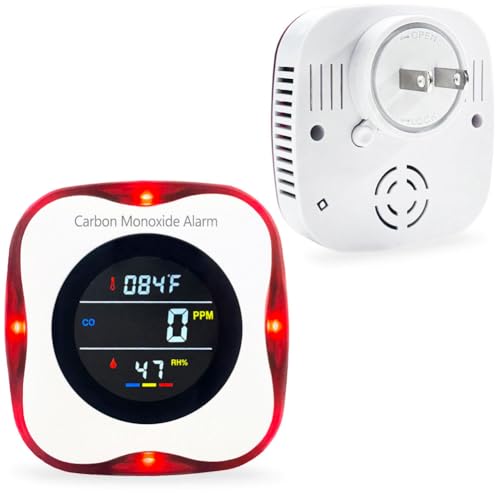 Carbon Monoxide Detector Plug in Wall, WESHLGD 3 in 1 Carbon Monoxide Detectors with Temp/Humidity Sensor, Travel Carbon Monoxide Detector with Color LCD Display, Voice & Light Alarm for Home Hotel RV
