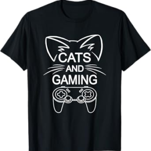 Cats And Gaming Funny Cat Lover Gaming Gift Gamer T-Shirt