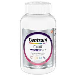 Centrum Minis Silver Women’s Multivitamin for Women 50 Plus, Multimineral Supplement with Vitamin D3, B Vitamins, Non-GMO Ingredients, Supports Memory and Cognition in Older Adults – 280 Ct
