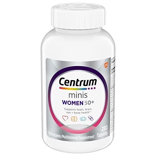 Centrum Minis Silver Women’s Multivitamin for Women 50 Plus, Multimineral Supplement with Vitamin D3, B Vitamins, Non-GMO Ingredients, Supports Memory and Cognition in Older Adults – 280 Ct