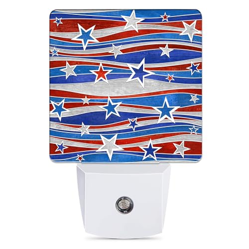 Christmas USA Flag Night Light Plug in Wall Lamp Smart Dusk to Dawn Sensor for Home Decorative, Kids Room Bedroom Bathroom Kitchen Hallway Gifts