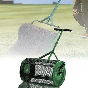 Compost Spreader for Lawn and Garden Spreader Long Handle Peat Lawns Fertilizer Compost Spreader for Garden Metal Mesh Basket Seed,001,40×60cm