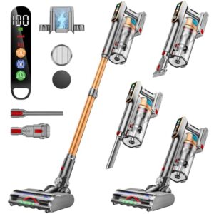 Cordless Vacuum Cleaner, 580W/48KPA/65Mins Vacuum Cleaners for Home, Super 1.8L Cup& Large LED Screen Stick Vacuum Anti-Tangle, Lightweight Cordless Vacuum with Charging Dock for Pet Hair/Carpet/Floor