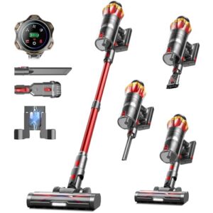 Cordless Vacuum Cleaner,580W 48KPA 65Mins Vacuum Cleaners for Home,Self-Standing Stick Vacuum with Anti-Tangle Brush & OLED Touch Screen,Rechargeable Vacuum Cordless for Pet Hair,Carpet,Hardwood Floor
