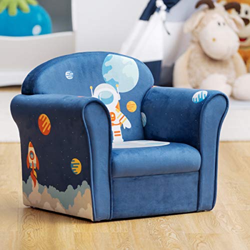 Costzon Kids Couch, Children's Sofa Armrest Chair with Pattern, Toddler Furniture w/Sturdy Wood Construction, Preschool, Lightweight Children Couch Sofa Chair for Aged 1-5 Boys & Girls Gifts, Spaceman - Image 3